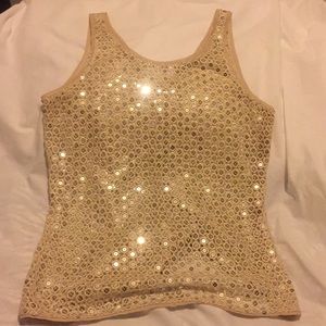 WHBM tan tank with sequins